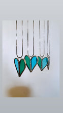 Load image into Gallery viewer, Blue and Teal Stained Glass Heart Necklace