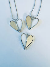 Load image into Gallery viewer, Opaque White and Mirrored Stained Glass Heart Necklace