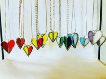 Load image into Gallery viewer, Blue and Teal Stained Glass Heart Necklace
