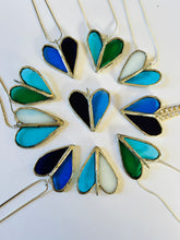 Load image into Gallery viewer, Blue and Teal Stained Glass Heart Necklace
