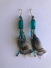 Load image into Gallery viewer, Turquoise Feather Earrings
