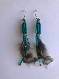 Turquoise Feather Earrings