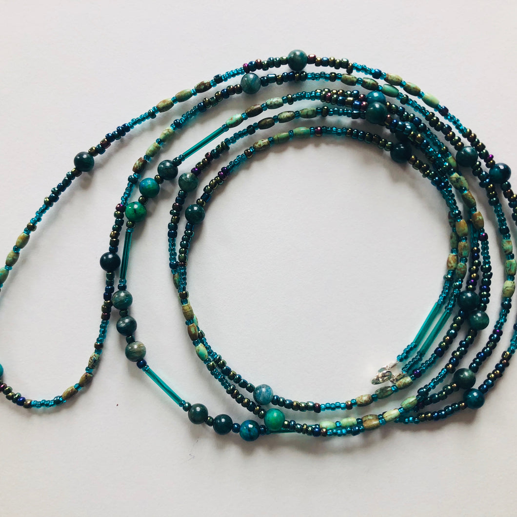 Teal and Turqoise Body Jewelry Waist 32.5”