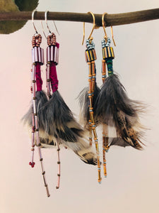 Pink Grouse Feather Earrings