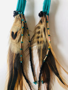 Turquoise and Wood Common Feather