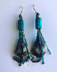 Turquoise Feather Earrings